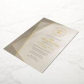 50周年記念アンティークグレー金ゴールド 箔招待状 (回転した状態)