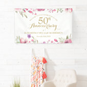 50周年記念ウォーターカラーのバラのウェルカムサイン 横断幕 (インサイチュ)
