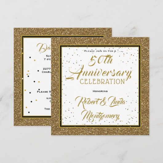 50周年記念エレガントゴールド 招待状 (正面/裏面)