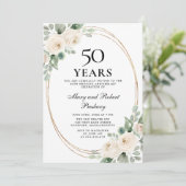 50周年記念エレガントパーティーホワイトローズフローラ 招待状 (スタンド正面)