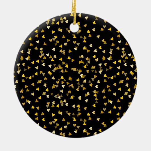 50周年記念エレガントブラック金ゴールドハート セラミックオーナメント (裏面)