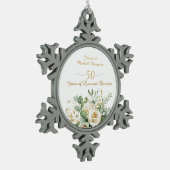 50周年記念エレガントホワイトローゼス金ゴールドリングや輪 スノーフレークピューターオーナメント (左)