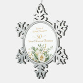 50周年記念エレガントホワイトローゼス金ゴールドリングや輪 スノーフレークピューターオーナメント (右)