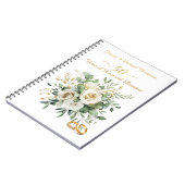 50周年記念エレガントホワイトローゼス金ゴールドリングや輪 ノートブック (左側)