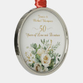 50周年記念エレガントホワイトローゼス金ゴールドリングや輪 メタルオーナメント (右)