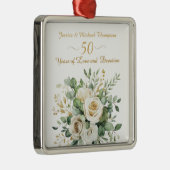 50周年記念エレガントホワイトローゼス金ゴールドリングや輪 メタルオーナメント (右)