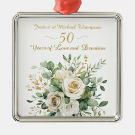 50周年記念エレガントホワイトローゼス金ゴールドリングや輪 メタルオーナメント