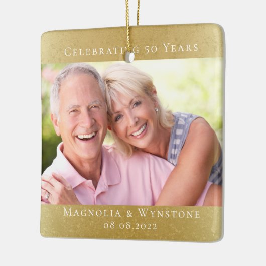 50周年記念エレガント金ゴールド写真 セラミックオーナメント (左)