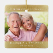 50周年記念エレガント金ゴールド写真 セラミックオーナメント (裏面)