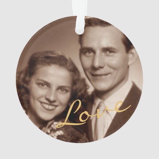 50周年記念エレガント2フォト金ゴールド《写真》ぼけ味 オーナメント (裏面)