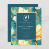 50周年記念オレンジティール（緑がかった色）色彩の鮮やかの花 (正面/裏面)