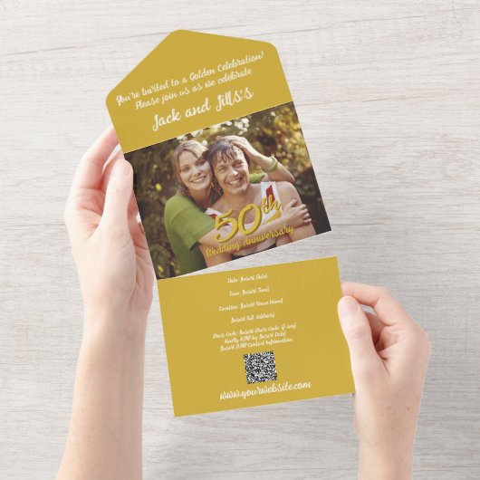 50周年記念オールインワンウェディング オールインワン招待状 (貼ってはがせる)