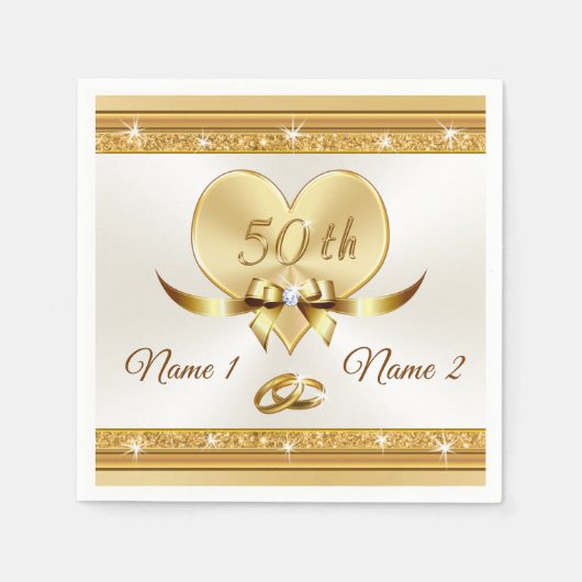 50周年記念カクテルナプキンスパーソナライズされた、 スタンダードカクテルナプキン (正面)