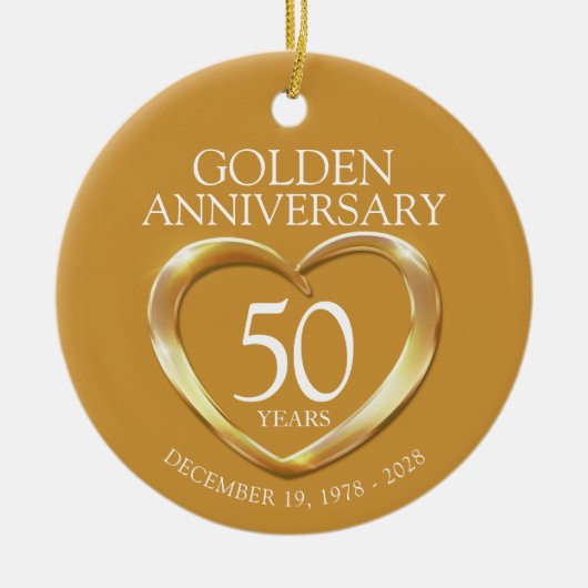 50周年記念カスタム写真贈り物 セラミックオーナメント (正面)