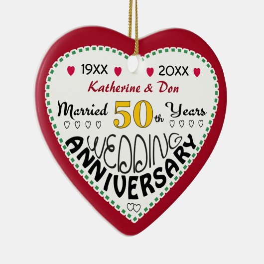 50周年記念ギフトハート型クリスマス セラミックオーナメント (右)
