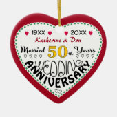 50周年記念ギフトハート型クリスマス セラミックオーナメント (正面)