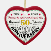 50周年記念ギフトハート型クリスマス セラミックオーナメント (裏面)