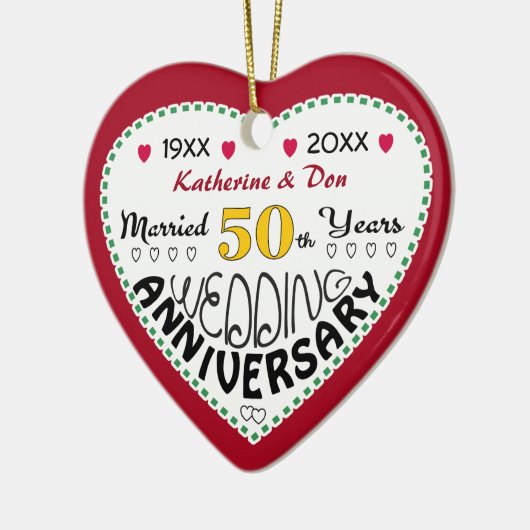 50周年記念ギフトハート型クリスマス セラミックオーナメント (左)