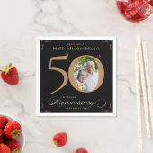 50周年記念クラッシーブラック金ゴールド書道昼寝 スタンダードカクテルナプキン (インサイチュ)