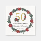 50周年記念クリスマスナパーソナライズされたプキンス スタンダードカクテルナプキン (正面)