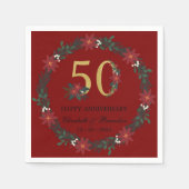 50周年記念クリスマスナパーソナライズされたプキンス スタンダードカクテルナプキン (正面)