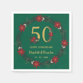 50周年記念クリスマスナパーソナライズされたプキンス スタンダードカクテルナプキン (正面)