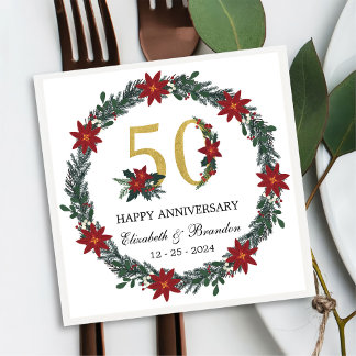 50周年記念クリスマスナパーソナライズされたプキンス スタンダードカクテルナプキン
