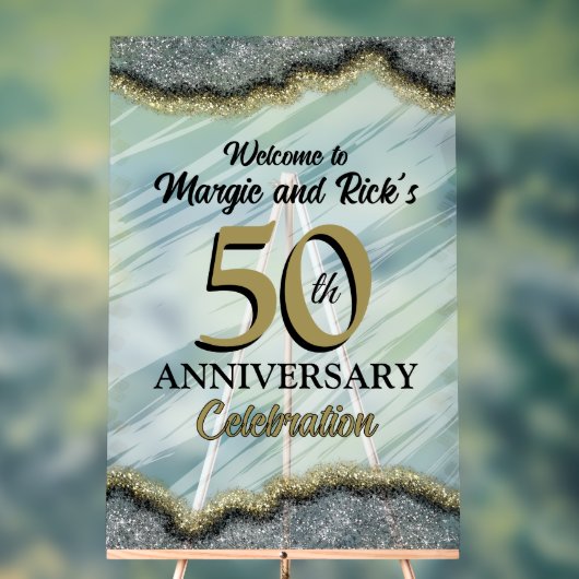 50周年記念グリッターフェイク歓迎サイン アクリルサイン (ニュートラル)