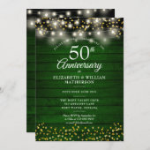 50周年記念グリーンウッド素朴金ゴールドハート 招待状 (正面/裏面)