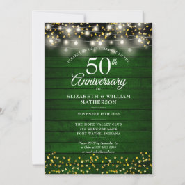 50周年記念グリーンラスティックウッドゴールドハート 招待状