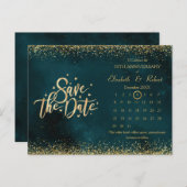 50周年記念グリーン結婚の日付カレンダー 案内ポストカード (正面/裏面)