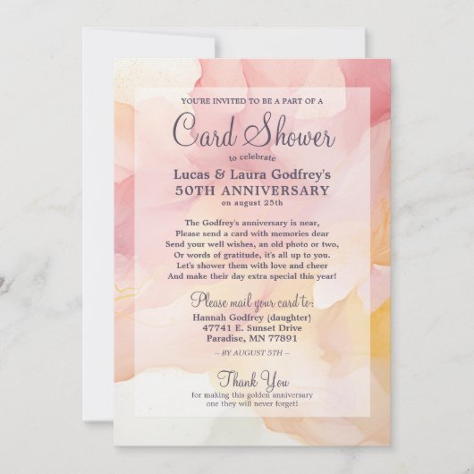 50周年記念ゴールデンパステルズカードシャワー 招待状 (正面)