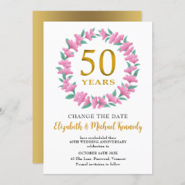 50周年記念ゴールデンピンクフローラ変更日 招待状
