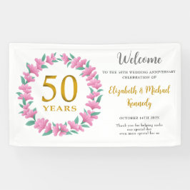 50周年記念ゴールデンピンクフローラ結婚リース 横断幕