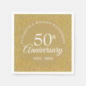 50周年記念ゴールデンラブハート エレガント スタンダードカクテルナプキン (正面)