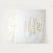 50周年記念ゴールデン結婚の写真の背景 タペストリー (正面(横))