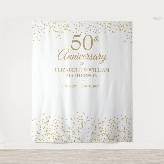 50周年記念ゴールデン結婚の写真の背景 タペストリー (正面)