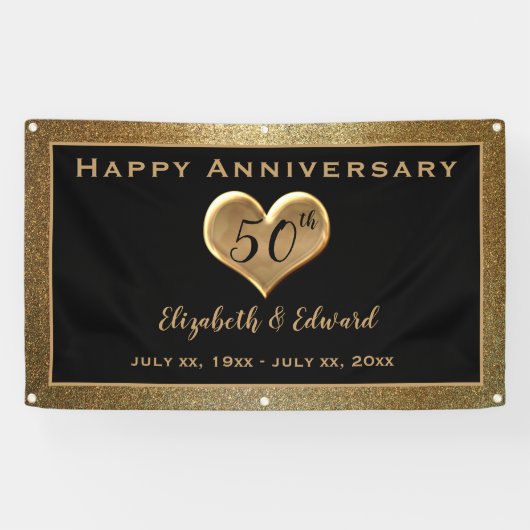 50周年記念ゴールドスパークル ハギングバナー 横断幕 (横)