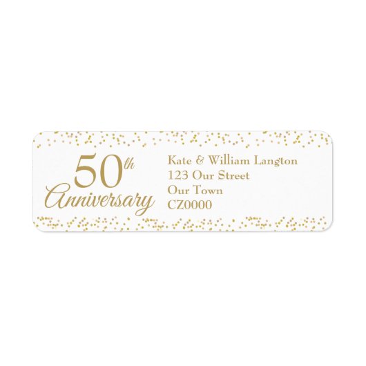 50周年記念ゴールドダストコンフェッティ 返信先住所 ラベル (正面)
