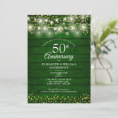 50周年記念ゴールドハートのストリングライトウッド 招待状 (スタンド正面)