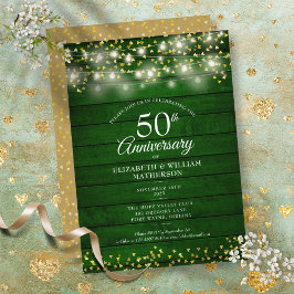 50周年記念ゴールドハートのストリングライトウッド 招待状