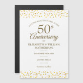 50周年記念ゴールドハートのセイヴ・ザ・デート マグネット招待状 (正面/裏面)