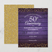 50周年記念ゴールドハートのラスティックな結婚記念日お知らせ ポストカード (正面/裏面)