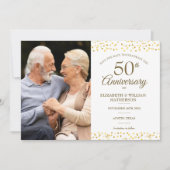 50周年記念ゴールドハートの2枚の写真付きSave the Date 案内状 (正面)