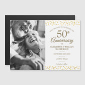50周年記念ゴールドハート セイヴ・ザ・デート 写真入り マグネット招待状 (正面/裏面)