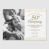 50周年記念ゴールドハート セイヴ・ザ・デート 写真入り マグネット招待状 (正面)