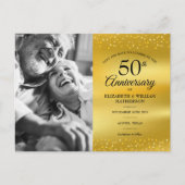 50周年記念ゴールドフォイル セーブ・ザ・デート 写真入り 案内ポストカード (正面)