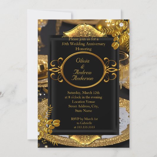 50周年記念ゴールドブラックダイヤモンドディナーパーティー 招待状 (正面)