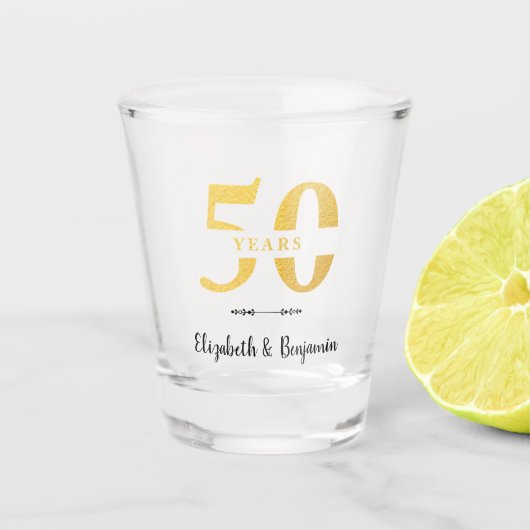 50周年記念ゴールド結婚記念日ギフト ショットグラス (正面)