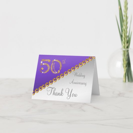 50周年記念シルバー&金ゴールドパープル サンキューカード (正面)